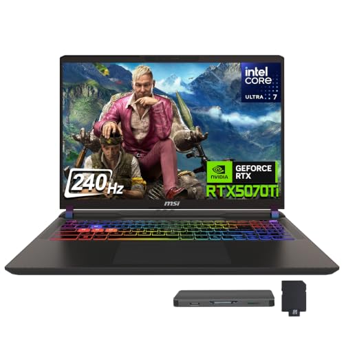 Image of msi Vector 16 HX AI 16 inch QHD+ 240Hz Gaming Laptop, Intel Core Ultra 7 255HX, GeForce RTX 5070 Ti, 32GB DDR5, 2TB Storage(1TB SSD+1TB Docking Station), 24-Zone RGB Keyboard, Wi-Fi 7, Win 11, Gray