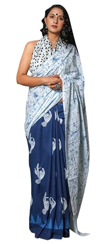 Sari indien en pur coton vêtement traditionnel femme drapé élégant