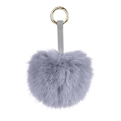 S.ROMZA Pom Pom Schlüsselanhänger Kunstfell flauschiger Schlüsselanhänger Plüsch-Schlüssel anhänger Pom-Pom-Taschen-Anhänger für Handtasche Anhänger. (hellgrau, 13 Zentimeter)