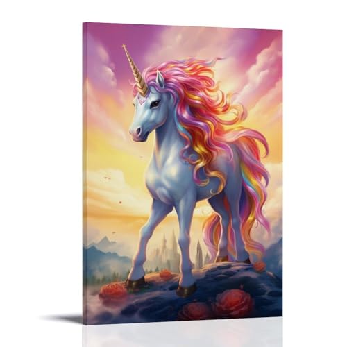 Toile murale encadrée licorne de qualité premium 60x90