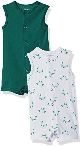 Hanes Ultimate Baby Flexy 2 Pack Sleeveless Rompers, Greens, 6-12 Months