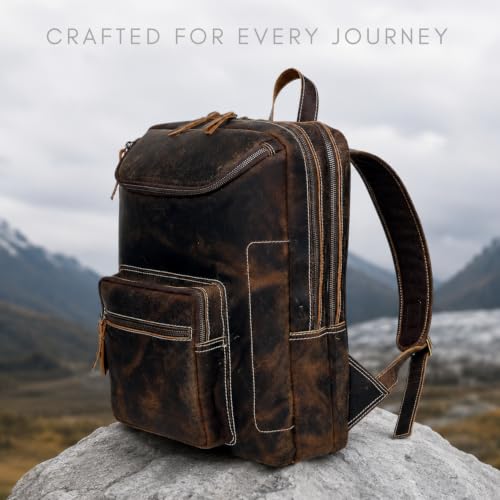 Vintage Leather Backpack For Men 16
