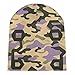 Fashion Beanie Caps with Adjustable Band Oversized Hat Cap Soft Touch Windproof Headwear Skull Cap for Ski Skat Travel, Multipurpose Scarf Hat, Purple Camo Army Camouflage Art