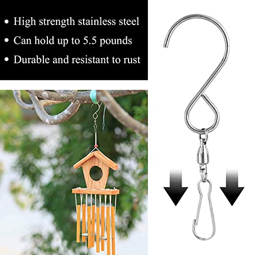 XIACIBDUS Drehbare Haken, 10 Stück Drehbarer Winddichter S-Hakenclip 2 Hängeketten für Vogelfutterspender, Billboard, Kreidetafel, Pflanzgefäß, S-Haken für Dekoration, Partyzubehör