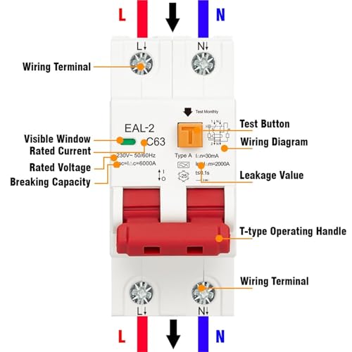 Interruptor diferencial 4P 40A tipo A para cuadro eléctrico trifásico de 400V 6