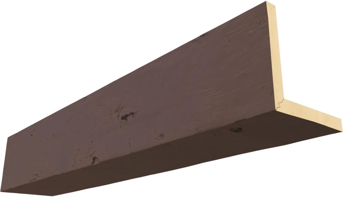 Ekena Millwork BMKP2C0060X040X288ZM 2-Sided Knotty Pine Endurathane Faux Wood Ceiling Beam, 6-in. W x 4-in. H x 24-ft. L, Mahogany