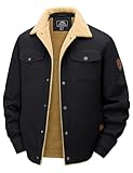 [KEFITEVD] アウター メンズ 冬服 裏ボア ジャケット 黒 ドカジャン 防寒 ジャンパー 大きいサイズ バイク ジャケット フユ アウトドア 防風 jacket for men ブラック M