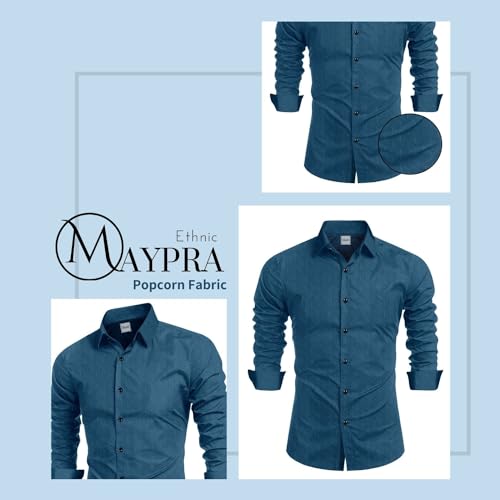 Image of Tailored Fit Men's Embossed Cotton Fabric with Long Sleeves Premium Casual Shirt for Men