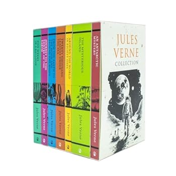 Paperback Jules Verne 7 Books Set Collection: (Journey to the Centre of the Earth, Around the World in Eighty Days, The Mysterious Island, Five Weeks in a Balloon) Book