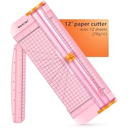 WORKLION Straight Paper Cutter For crafting – Pink 12 Inch Paper Trimmer With Security Safeguard and Side Ruler, Perfect for Cardstock, Coupon,Photos and Crafting Paper.