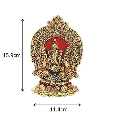 Kridaykraft Lord Ganesha Statue Sitting on Lotus Flower and Giving Blessing Idols for Home Decor - Image 2 thumbnail
