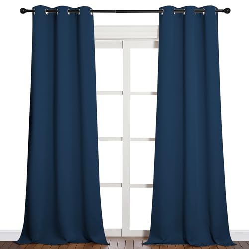 Image of NICETOWN Patio Blackout Curtains - Glass Door Drapes, Privacy Panel for Bedroom, Living & Dining Room (Moroccan Blue, 42 x 95 Inches, 1 Pair)