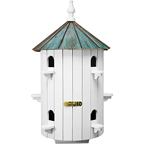 10-Hole Post Mount Birdhouse With Patina Finish Copper Roof, Amish Crafted In The Usa #TOP29