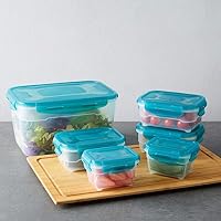 Amazon Basics Gefrierbehälter im Set, mit Deckel, luftdicht, auslaufsicher, stapelbar, für Kühlschrank/Gefriertruhe, BPA-frei, Kunststoff, mikrowellen- und spülmaschinenfest, 6 Stück 1er-Pack, farblos – Ansicht 7