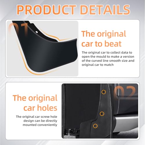 Image of Mud Flaps Splash Guards Front & Rear 4 Piece Kit for 2022-2025 Hyundai Tucson SE /SEL /Limited (Not N Line), No‑Drill ABS Mudguards