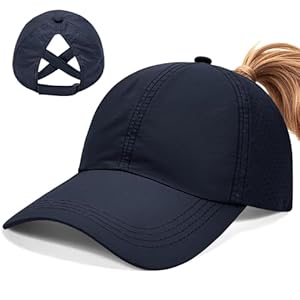 Voqeen Womens Baseball Cap Ponytail Quick Drying Ladies Sun Caps Outdoor Summer Hat with Pony Tail Hole High Bun Adjustable Ponycap Sports Unisex