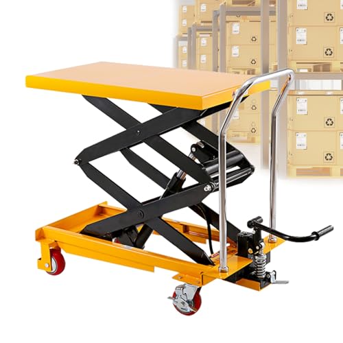 Carrello elevatore idraulico da 350 libbre, design a doppia forbice con 4 ruote, Transpallet per la movimentazione dei materiali e il trasporto, carrello elevatore pesante