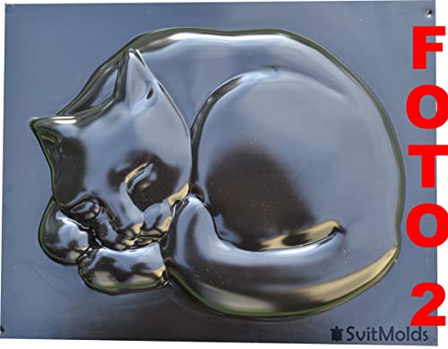 Concrete Mold Diy Cat Stepping Stone Mould Plaster Concrete Sleeping Cat Garden Path Patio Or Yard Size14,6" X10,9 X1,6 S03 #TOP1