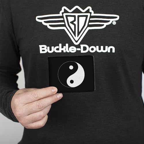 Buckle-Down Men's Wallet, Bifold, Yin Yang Symbol Black White, Vegan Leather, Multi, 4.0" x 3.5"3