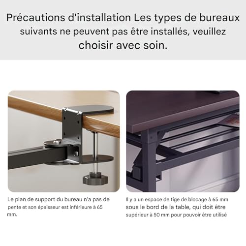 Support de bras ergonomique pour bureau d'ordinateur rallonge de table rotative 360° - 7