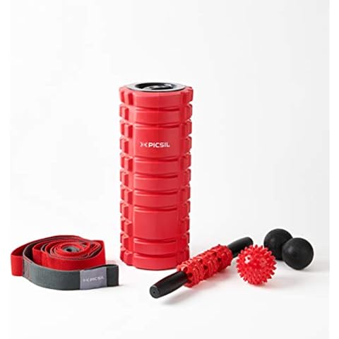 PICSIL Muscle Massage Roller for Depths, 5 in 1 Foam Roller Set, Rubber Foam Roller for Muscle Massage, Deep Relaxation Therapy, Relax Legs and Body Parts Cover
