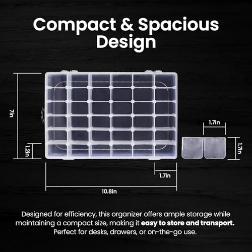 image for Budreu 4pack 36 Grids Plastic Clear Organizer Box Bead Storage Contain