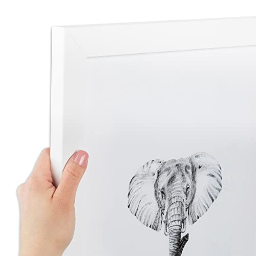 ArtToFrames 20x30 CM / 7.87x11.81 INCH White Picture Frame, This 1.25 Inch Custom MDF Poster Frame is White - Comes with Regular Glass and Corrugated Backing (CMWOMFRBW26074-20x30)