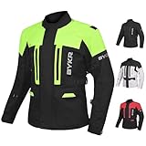 BYKR Adventure Touring Motorcycle Jacket For Men & Women Enduro Biker Textile Riding Gear CE Armored (Fluorescent Green - XL)