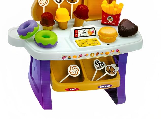 Sabirat Dessert Mart Mini Supermarket Shop, Candy Sweet Shopping Cart, Ice Cream Set Toy for Kids [Pack of: 1, 19pcs] - Image 6 thumbnail