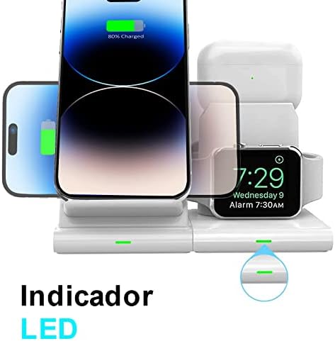 Hoidokly 3 in 1 Wireless Charger Stand, Fast Charging Station Qi Charging Dock for 14/14 Pro/13/13 Pro Max/12/12 Pro/11/XS Max/XR/X/8/8P, iWatch, Airpods Pro/2/3, Samsung S22+/S22/21/20 FE(No Adapter)