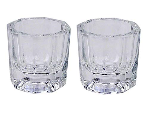 LASSUM 2PCS Nail Art Acrylic Liquid Powder Dappen Dish Glass Crystal Cup Glassware