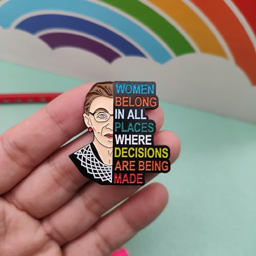 Arturbo RBG Pin Women Girl Power Feminist Pin Badges Notorious I Dissent Pins Ruth Bader Ginsburg Justice Lapel Pins Brooch for Clothing Bags Backpacks Hats Decoration