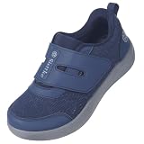 Sisttke Women's Diabetic Shoes Wide Toe Box Slip-On Walking Shoes for Elderly Swollen Feet Edema Neuropathy & Foot Pain Relief,Blue,8.5 Wide