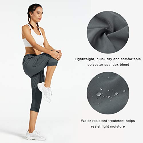 Libin Women's Cargo Capri Pants Hiking Cropped Pants Lightweight Quick Dry Joggers Athletic Workout Casual Outdoor Shorts, Steel Gray L #TOP2