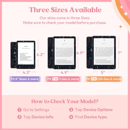 Image of KACIOLA STUDIO 24PCS Warm Color Skin for E-Reader, and 4PCS Type C Charms for E-Reader with Scrapbook Stickers, 6.2 inchx4.3 inch Skin Front and Back Decal Inserts for Basic (Warm Color)