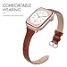 SWEES Slim Leather Band Compatible for Apple Watch 38mm 40mm 41mm 42mm Series 10, Slim Thin Elegant Top Grain Genuine Leather Strap Compatible for iWatch Series 10 9 8 7 6 5 4 3 2 1 SE Women