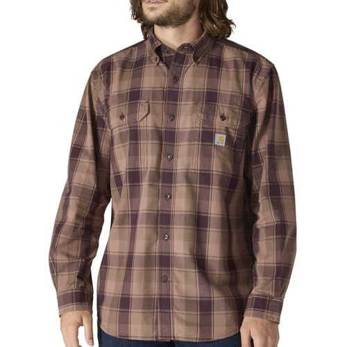 Image of Carhartt Men's Loose Fit Midweight Chambray Long-Sleeve Plaid Shirt