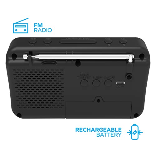 Coby CCR102 Portable Travel Alarm Clock Fm Radio, Dual Alarms With Snooze, Volume Control, Rechargeable Battery-Operated Clock thumb #1