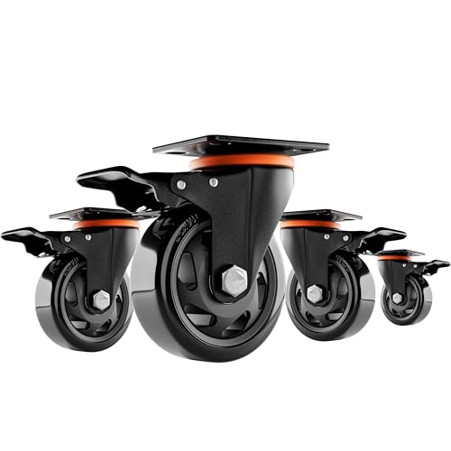 WERKTIX Schwerlastrollen 100mm - 4er Premium Set - 400kg Tragfähigkeit – 360° Lenkrollen für Möbel, Werkstatt & Industrie – Leise & Outdoor geeignet mit Dual-Bremse