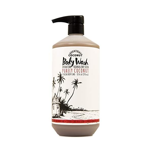 Alaffia-Everyday-Coconut-Body-Wash-Normal-to-Dry-Skin-Helps-Gently-Moisturize-and-Cleanse-Toxins-and-Grime-Fair-Trade-Purely-Coconut-32-Ounces Alaffia Sensitive Skin Body Wash Pack, Everyday Coconut Body Wash for Men & Women, Natural Body Wash with Plant Based Ingredients, Coconut Oil, Coffee, Vitamin E, Purely Coconut, 32 Fl Oz
