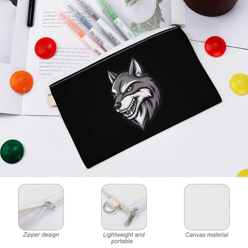 Wolf Wild Animal Fashion Coin Purse Change Makeup Bag Canvas Pencil Pouch Travel3
