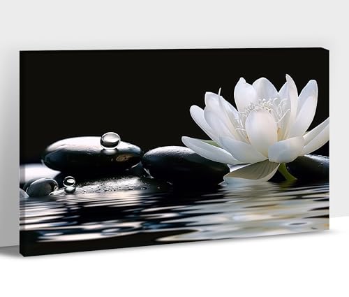 Zen Canvas Wall Art, Lotus Flower Bloom in Water Picture