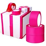 Whaline 3 Rolls 1.89 Inch x 109 Yards Hot Pink Packing Tape with Dispenser Pink Decorative Gift Wrapping Tape Waterproof Shipping Tape for Small Business DIY Crafts Box Carton