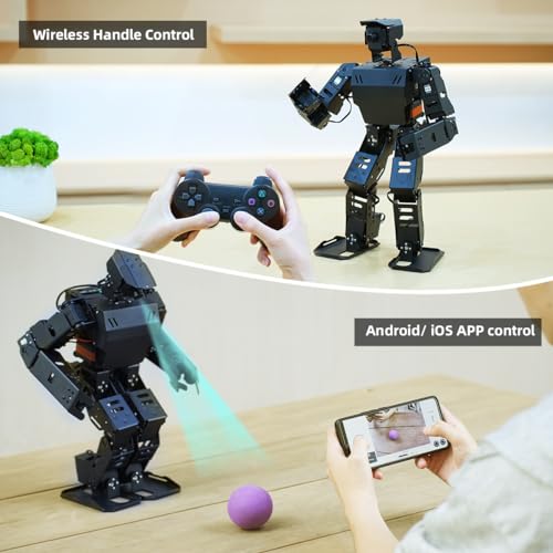 Image of AiNex ROS Smart Robot for Raspberry Pi 5 Programmable 24 DOF Humanoid Robot PC APP Wireless Controller, AI Vision Walking Hurdling Grasping Kicking Boxing Stand Up Automatically, with RPi 5 8GB