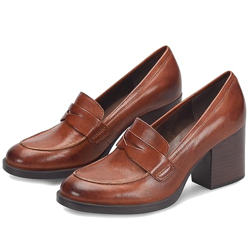 Image of SHODENSE Women Vintage Chunky Heel Loafers Pumps Platform Round Closed Toe Oxford Shoes Burnished Patent Matte Suede Slip On Dress Loafer Block Stacked Heels Office Formal Work Business 4-11 M US