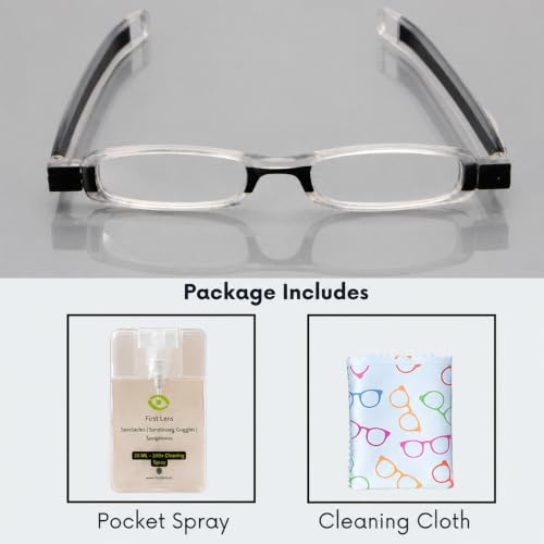 Image of First Lens Flexifold Slim Compact Reading Glasses - Black