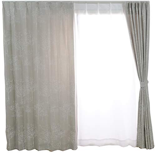 スミノエ(Suminoe) カーテン ホワイト 幅165cm ×丈205cm トリノサンポ 遮光3級 オーダードレープ V1283