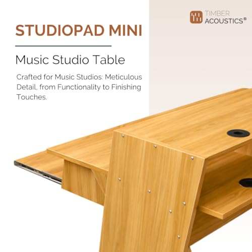 Image of Timber Acoustics StudioPad Mini Music Production Desk for Studio | Professional Music Producer Table for PC, MIDI Keyboard & Audio Setup (3.5' x 2.5') (Natural)