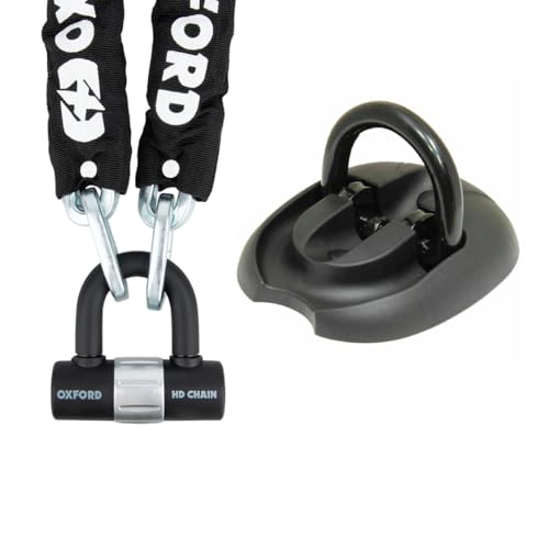 Oxford HD Cadenas à chaîne 1,5 m Double verrouillage avec ancrage au sol Triton Flip pour moto, scooter, protection antivol pour vélo, cadenas à combinaison, accessoires de vélo