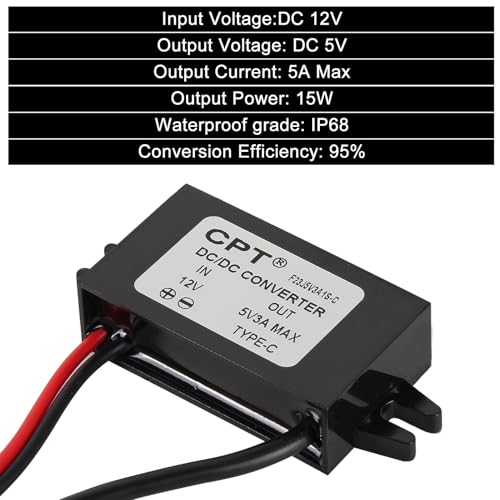 Image of USB C Converter Waterproof 12V /24V to 5V Converter DC-DC Type-C Step Down Module 3A Power Adapter Voltage Regulator Car Power Converter Adapter
